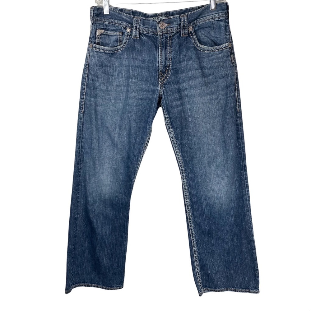 Silver Jeans Zac Mens Sz 34x30 Straight Leg Relaxed Fit Medium Wash Jeans